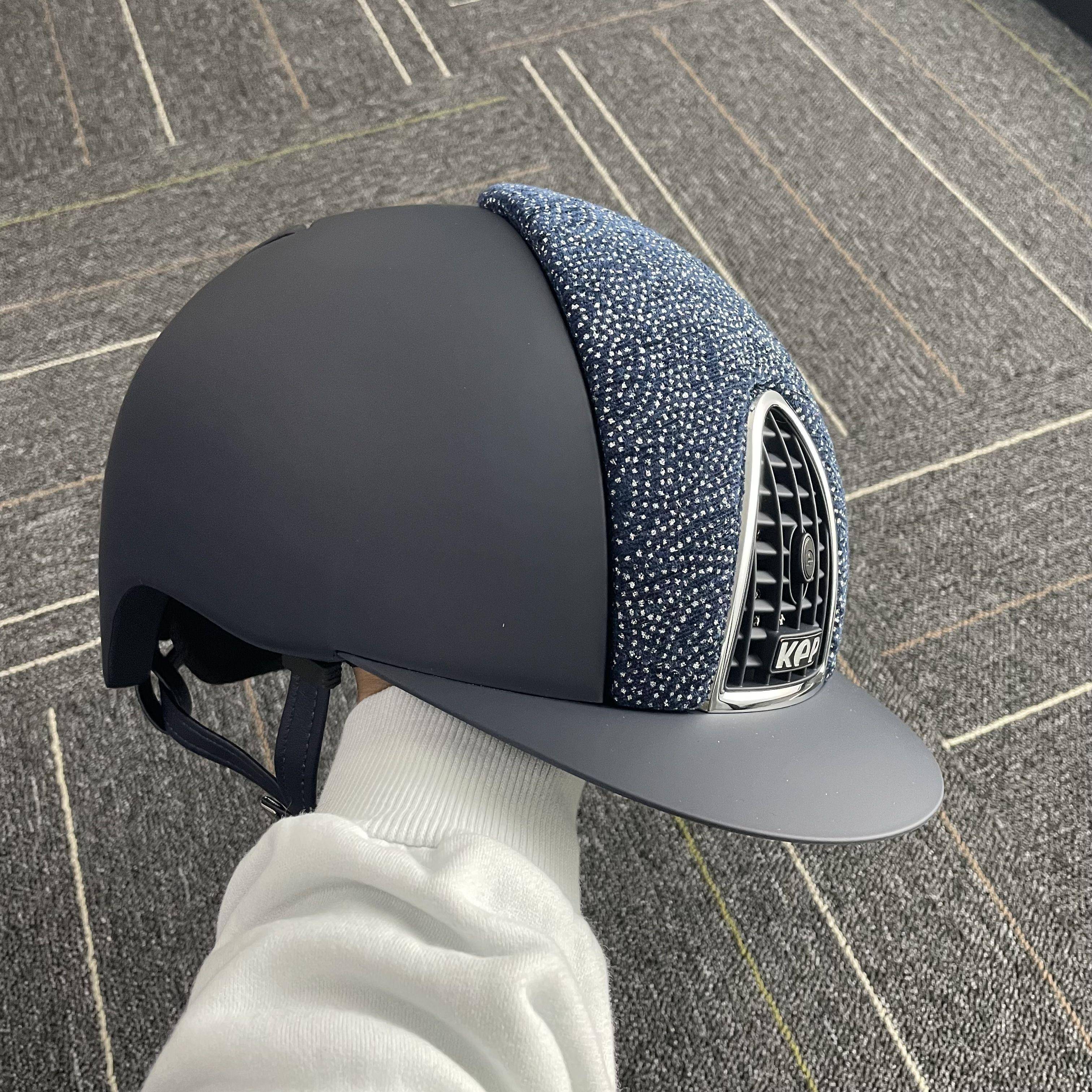 Italian imported KEP adult children's equestrian horse riding helmet matte blue printed horseproots helmet