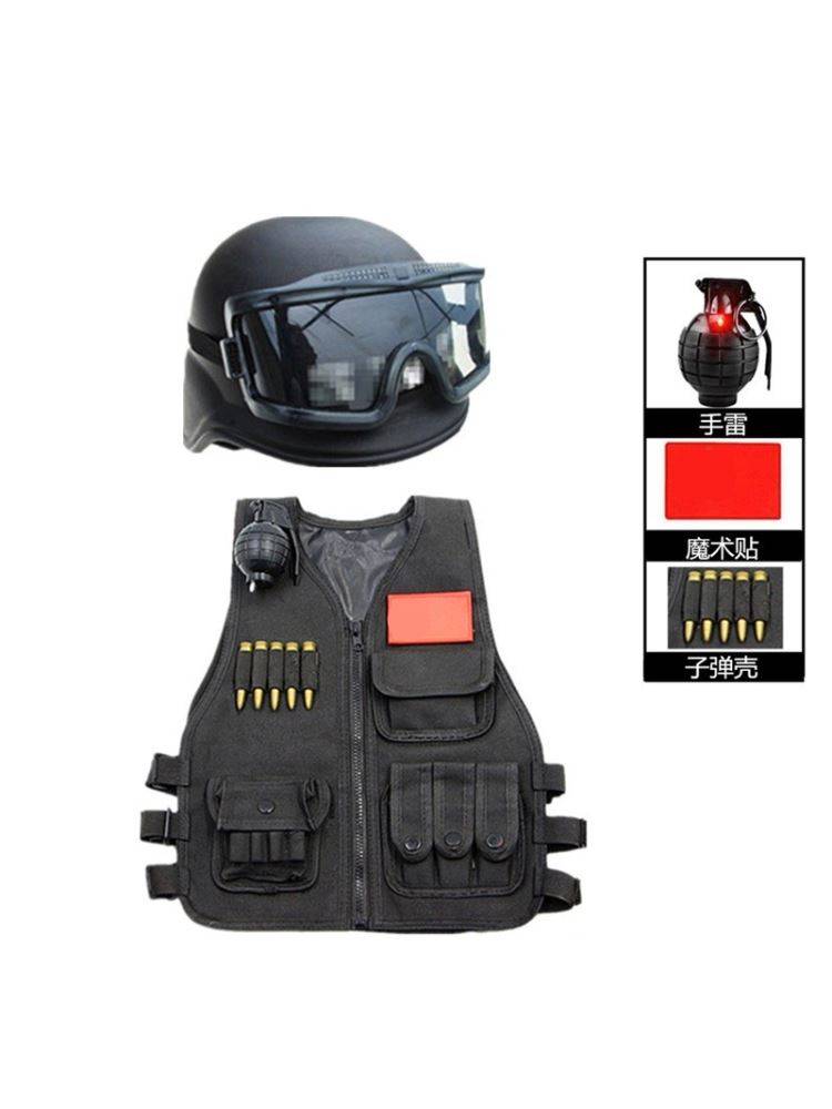 Children's tactical vest special forces helmet helmets outdoor third -level camouflage vest set equipment to eat chicken helmet