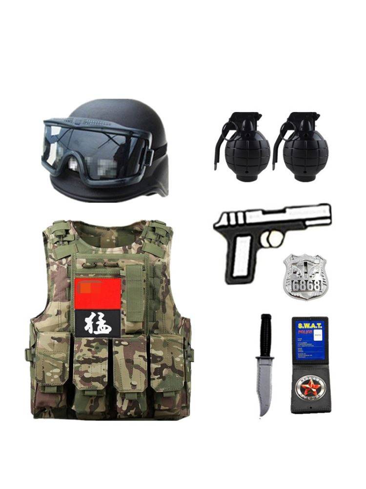 Children's tactical vest special forces helmet helmets outdoor third -level camouflage vest set equipment to eat chicken helmet