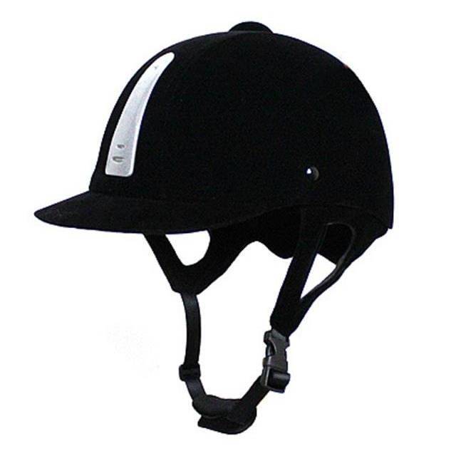Young adults riding horse helmets, male and female horse hats, black equals