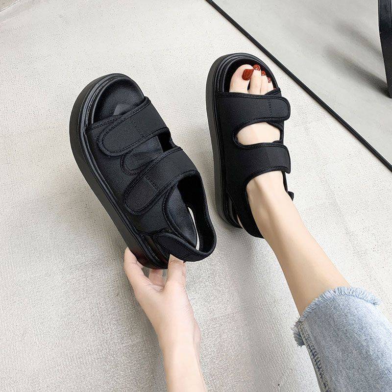 Belle Sports sandals female summer 2024 new magic stickers soft bottom Roman women's shoes thick bottom increase fashion casual sand