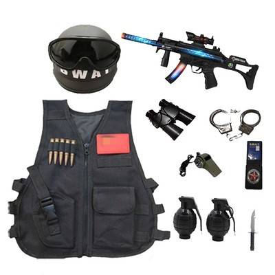 Children's toy gun combat equipment The role of a small policeman plays a special police special forces tactical vest full set to eat chicken men