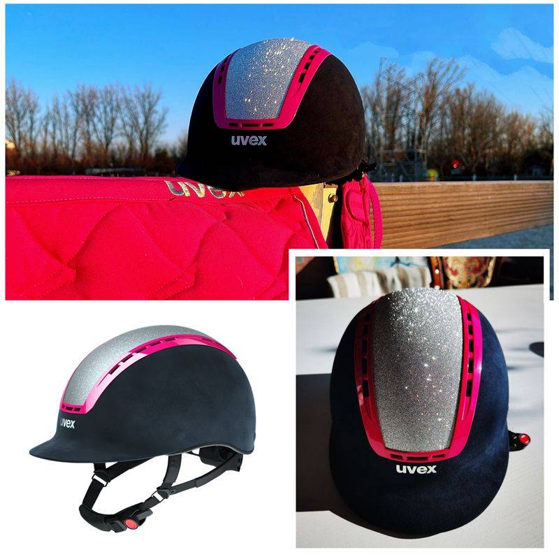 Pink silver+dark blue suede limited edition (gift bag) Classic elegant equestrian helmet-German UVEX Youveis