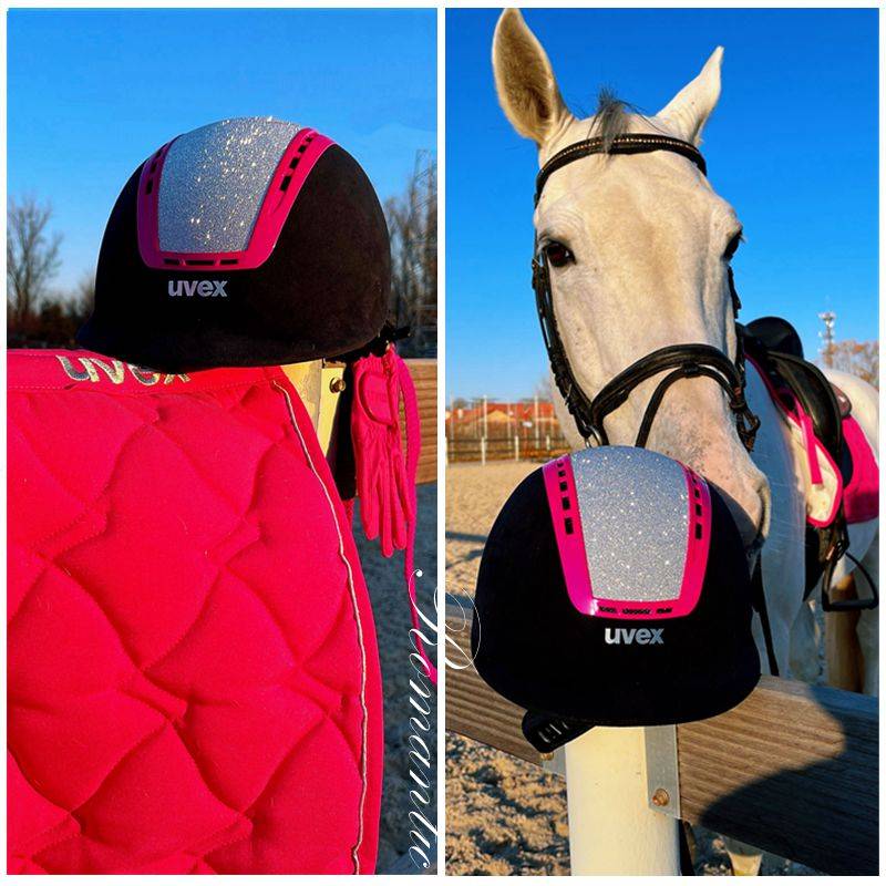 Pink silver+dark blue suede limited edition (gift bag) Classic elegant equestrian helmet-German UVEX Youveis