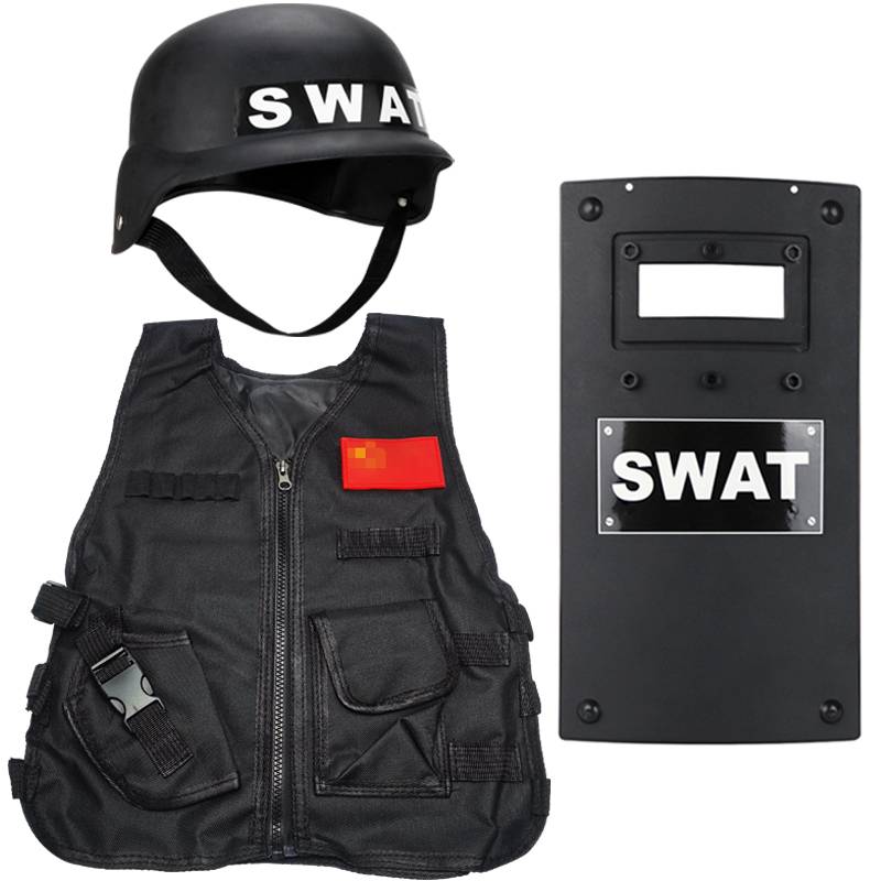 Children's school kindergarten explosion -proof security set Robbing supplies stick and fork counter -terrorism shield brand helmet vest equipment