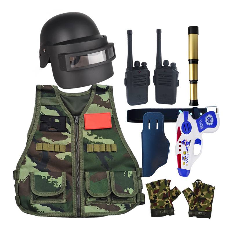 Kindergarten role performance service children's toy gun set fan camouflage vest tactical vest bulletproof combat helmet