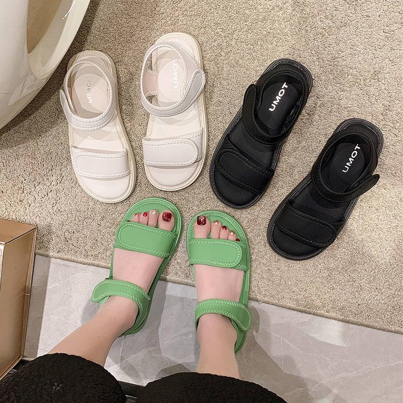 Belle Stealing shit sandals female new Xia Fairy Wind Fashion Fashion Bottom Flat Soft base Magic Stick Roman Shoes