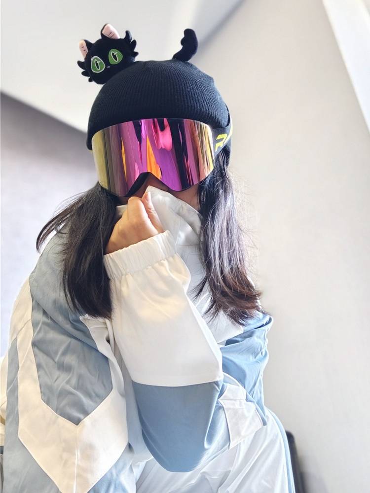Ski helmet cartoon cat ear single double -board battery horse art gliding umbrella cute helmet cover female hat set