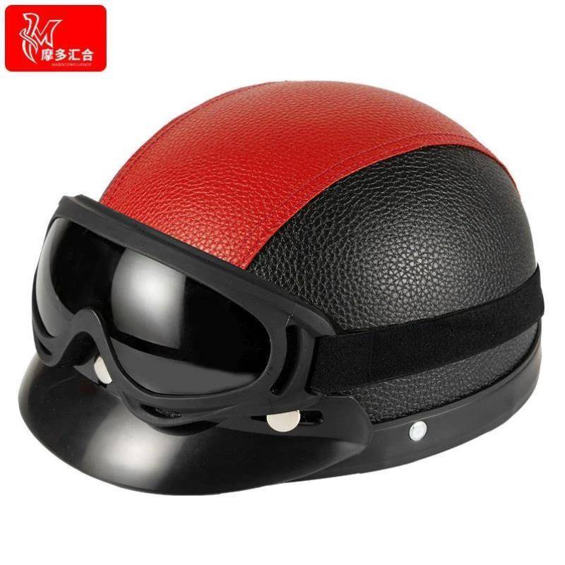 Half helmet peaked tongue, cornice, electric bottle car, equestrius, summer four seasons universal retro helmet helmet summer cruise cars