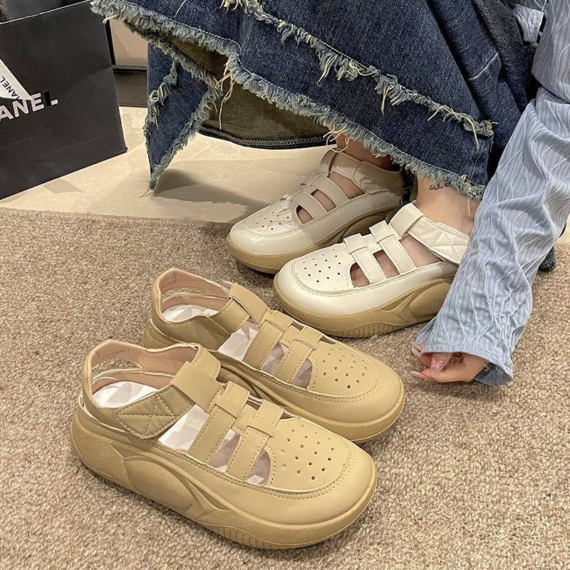 Red Dragonfly Fashion Thick Leisure Sports Sandals Female Baotou Hollow Universal Hole Shoes 2024 Summer New Luo Luo
