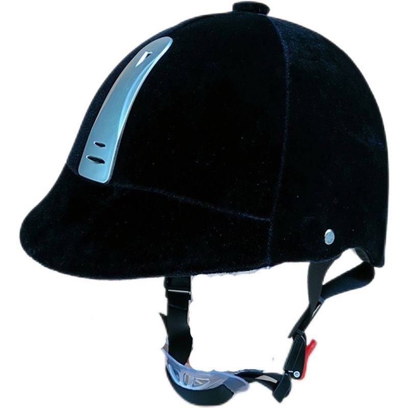 Young adults riding horse helmets, male and female horse hats, black equals