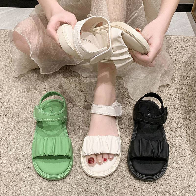 Belle flat sandals female fairy style new versatile wearing flat -bottomed Roman shoes casual fashion beach shoes