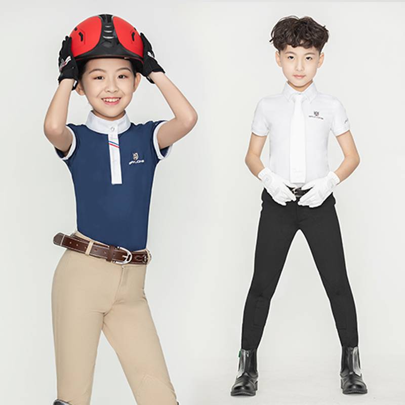Children's Boutique Set Equestrian Horse Riding Gloves Horse Boots Horse Pants Lugs and Horses Legs T -shirts Settlement Set