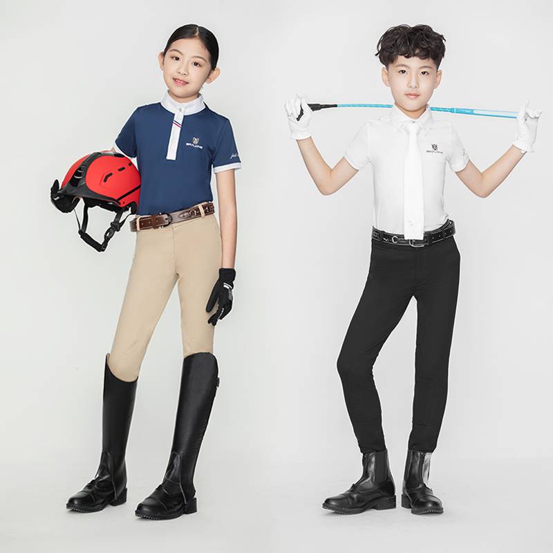 Children's Boutique Set Equestrian Horse Riding Gloves Horse Boots Horse Pants Lugs and Horses Legs T -shirts Settlement Set