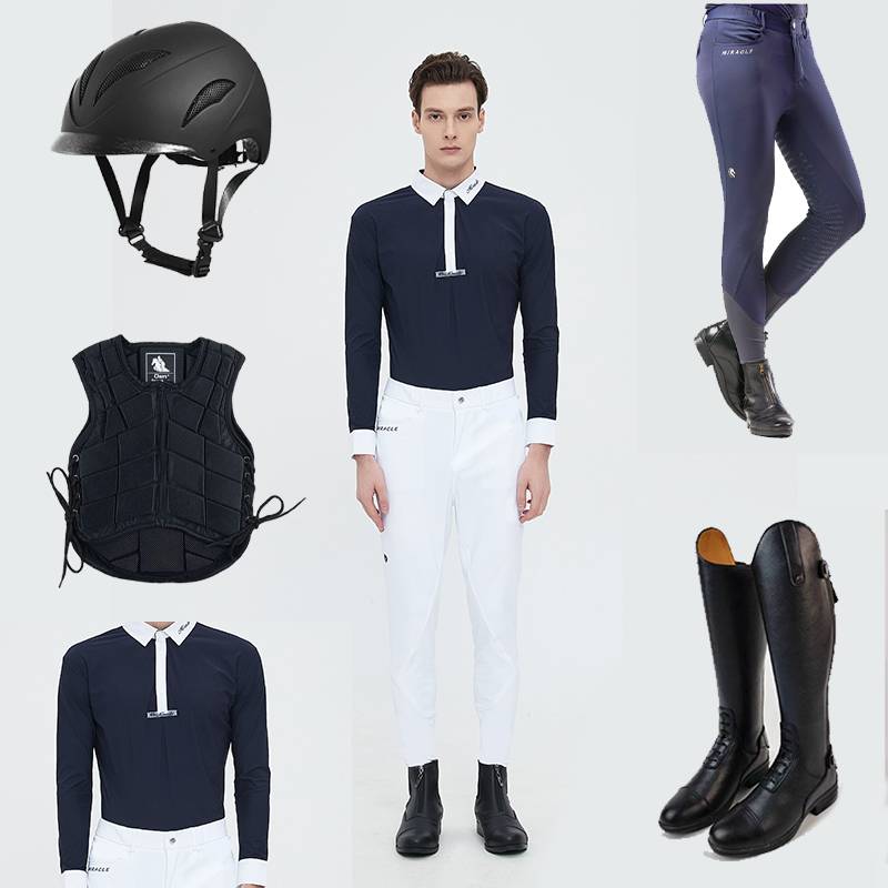 Men's horse riding equestrian suit suit training test race wild riding horse riding equipment riding pentoplasty helmet