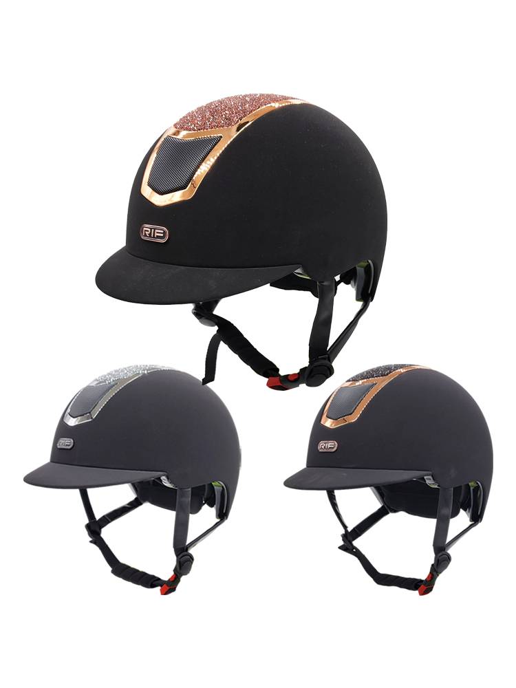 RIF professional equestrian helmet riding helmet, fashion minimalist obstacle helmet EU security certification flash powder gold