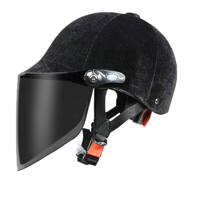 Electric battery car helmet men and women summer sunscreen autumn and winter warm knights black velvet safety protective cap