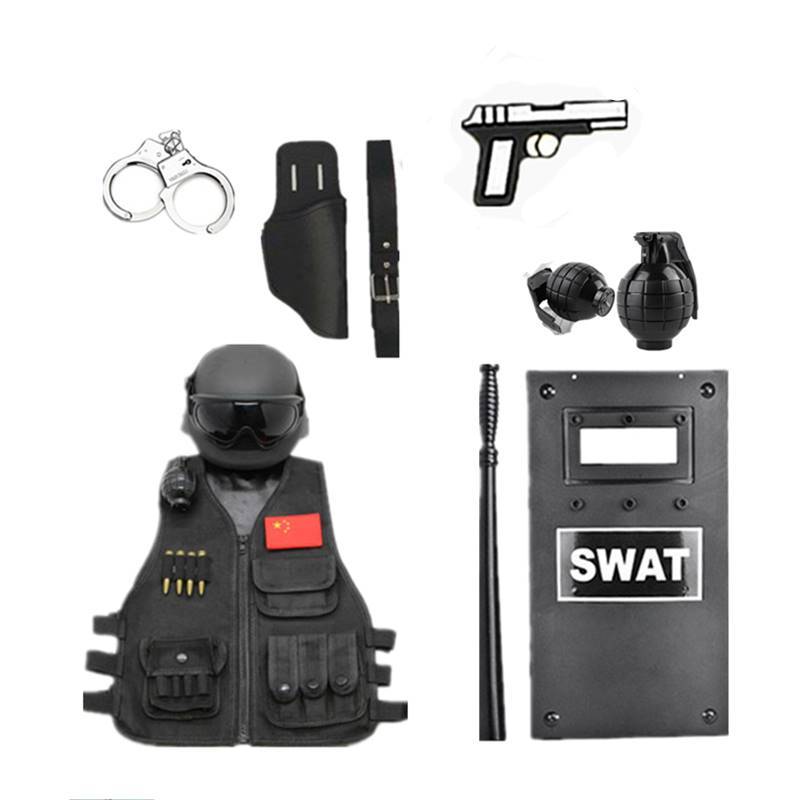 Children's electric sound light toy gun special police officer equipped boys tactical helmet vest shield baby props full equipment