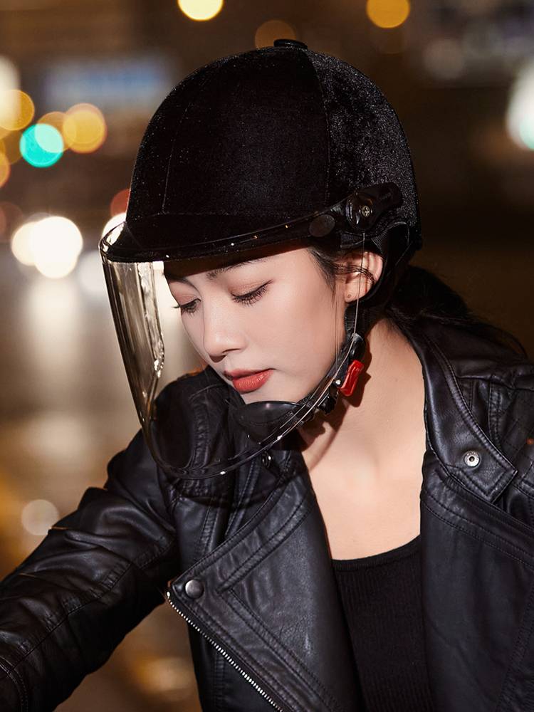 New Guozi Battery Class Vehicle electric car helmet Female velvetelsmap safety sunscreen hats summer, autumn and winter warm half helmet