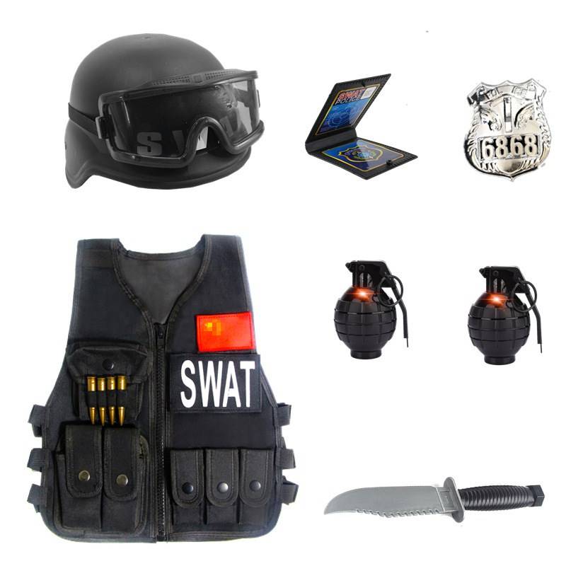 Children's summer camp tactical vest multi -function outdoor vest anti -bullet prevention clothes eat chicken helmet three -level armor toy equipment