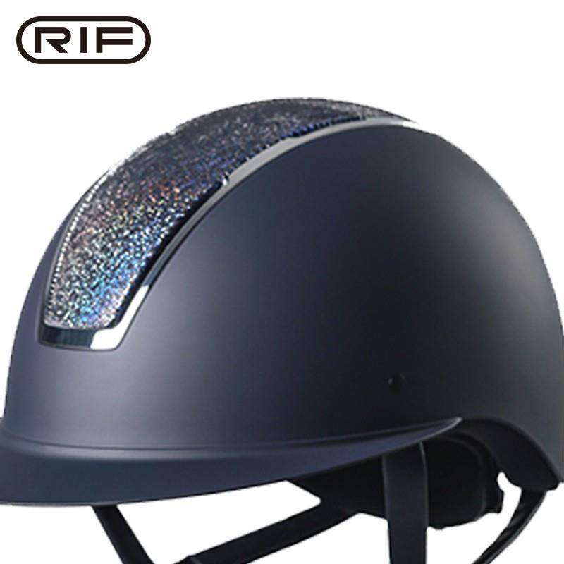 Horse helmets, knights' safety hats and horses are equipped with young men and women to control the riding helmets