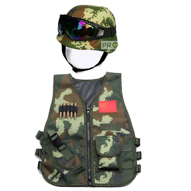 Children's tactical vest, bullet protection small police toy equipment eat chicken set, a full set of special soldiers and vests