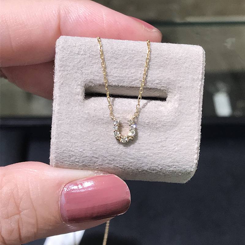 Japanese -style horseshoe mini necklace S925 Silver plated 14K gold lucky horseshoe iron U -shaped clavicle chain niche