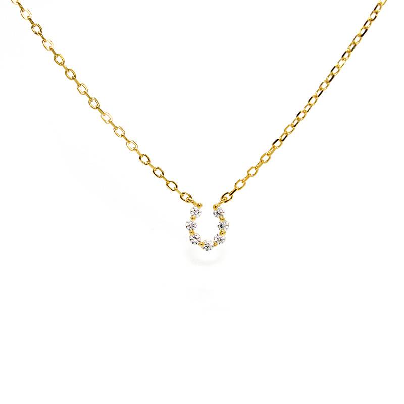 Japanese -style horseshoe mini necklace S925 Silver plated 14K gold lucky horseshoe iron U -shaped clavicle chain niche