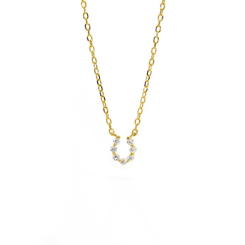 Japanese -style horseshoe mini necklace S925 Silver plated 14K gold lucky horseshoe iron U -shaped clavicle chain niche