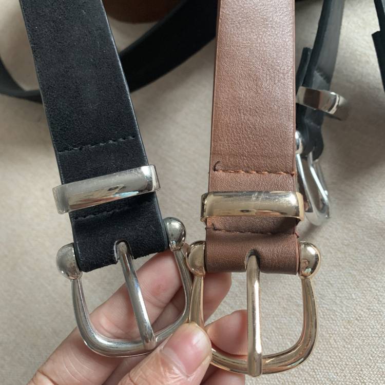Multi -color new good texture export literary and good hardware horseshoe iron buckle waist belt covered leather bandsion versatile