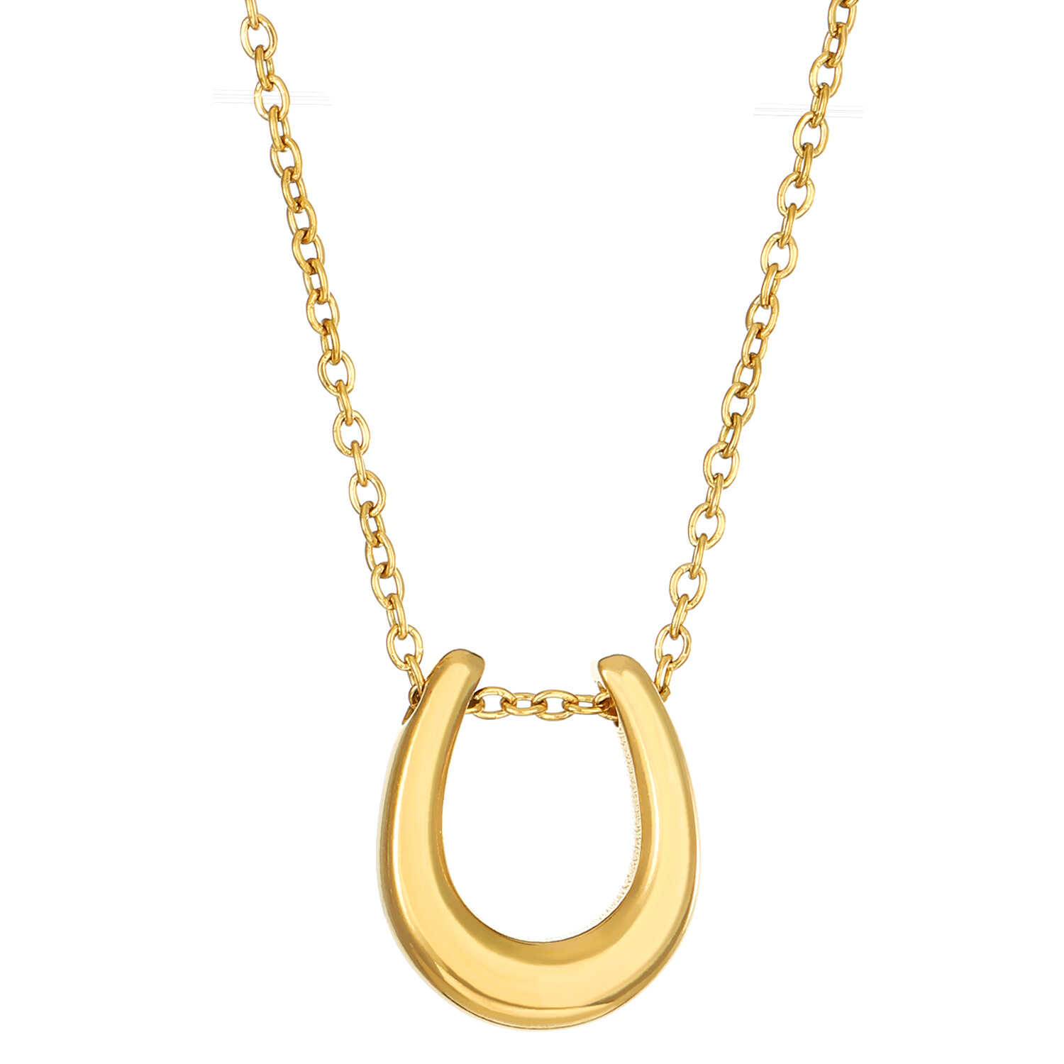 Horseshoe Necklace European and American INS minimalist horseshoe iron U -shaped alphabet titanium steel necklace