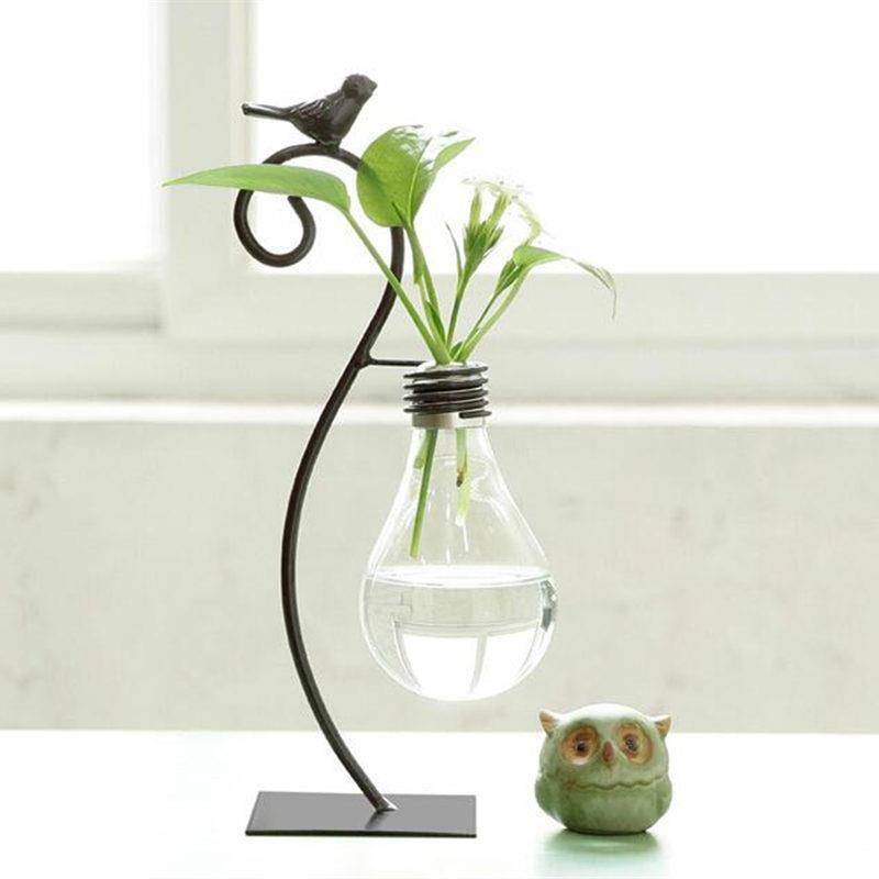 Hydroponic plant utensils transparent green vase iron bottle iron flower interchanging office living room desktop copper coin bottle ornaments