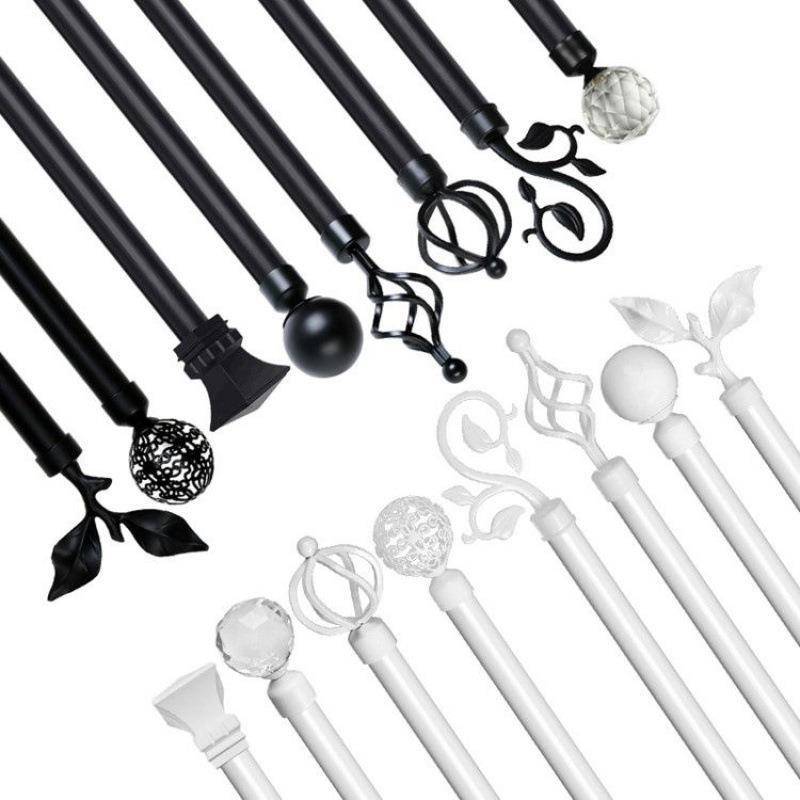 Curtain rod Roman pole curtain tracks, lever single -pole double pole black punch hook iron art noristory top side installation