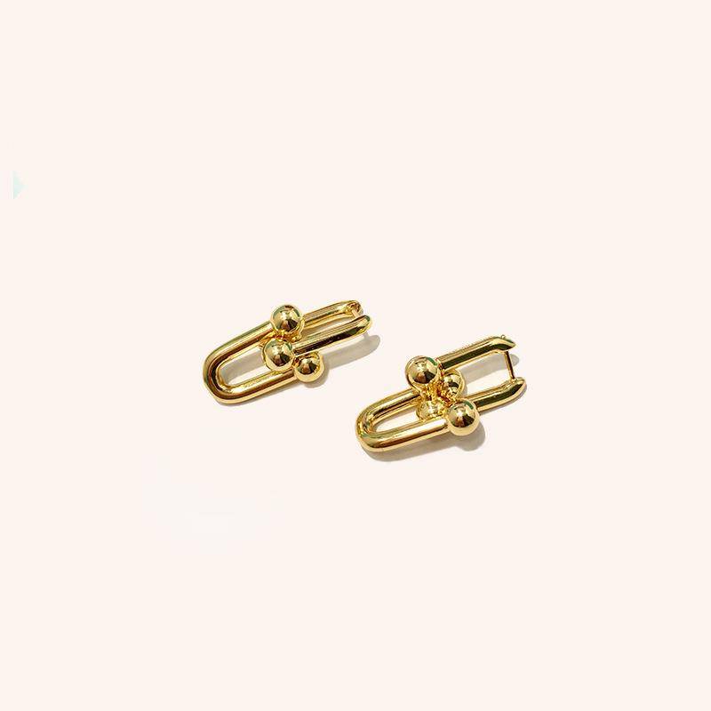 Live Source Explosion Heavy Industry T Link Chain Larr earrings U -shaped horseshoe trumpet 2 Bamboo earrings