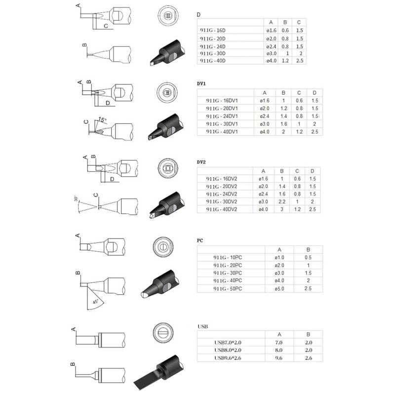Automatic welding machine 911g soldering iron head 16DV1 welding robot universal one -word horseshoe head welding 24DV2