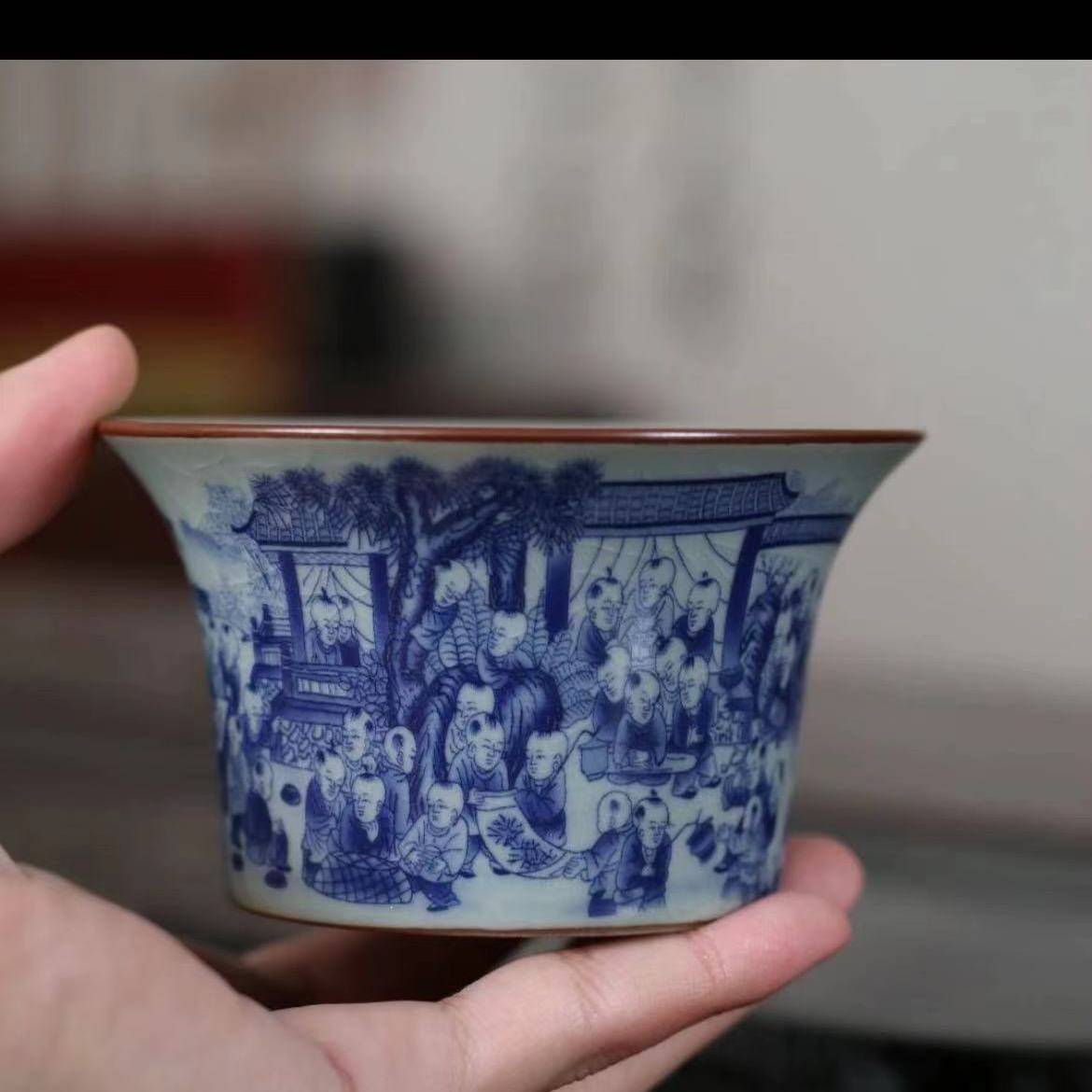 Jingdezhen Ceramic Tea House Handmade Old Pottery Mud Horses Sancai Bowl Barberry and Castered Golden Rites Suspension