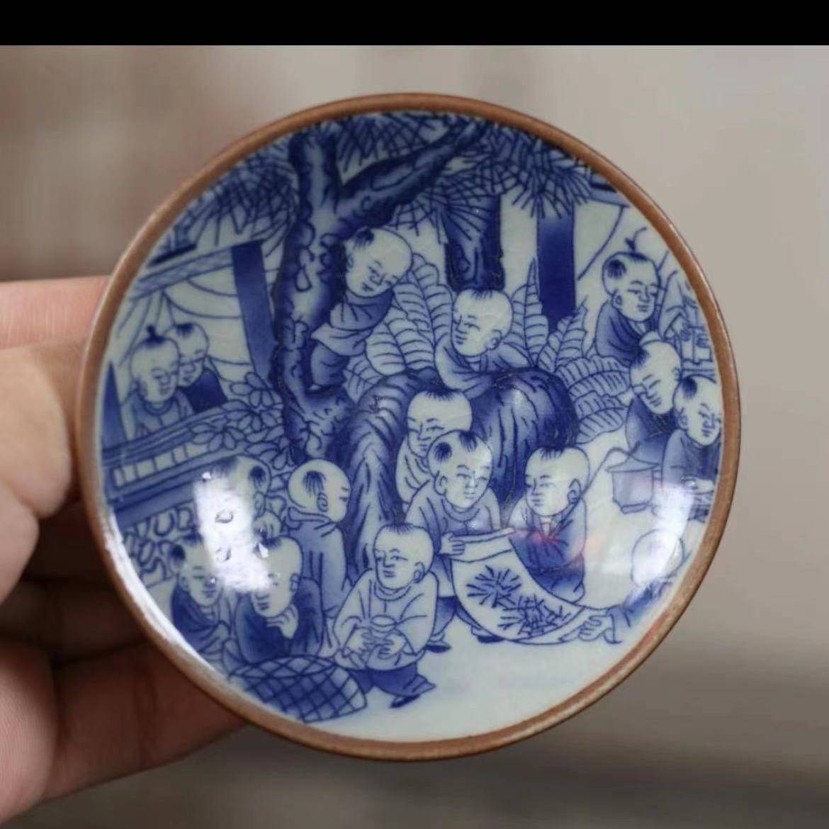 Jingdezhen Ceramic Tea House Handmade Old Pottery Mud Horses Sancai Bowl Barberry and Castered Golden Rites Suspension