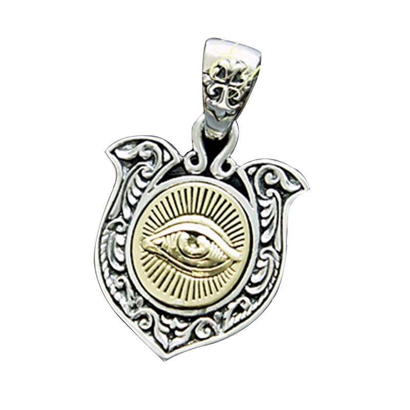 GOOD VIBTIONS Tide Horseshoe Railway God's Eye Silver Necklash Pendant Retro Thai Silver Men