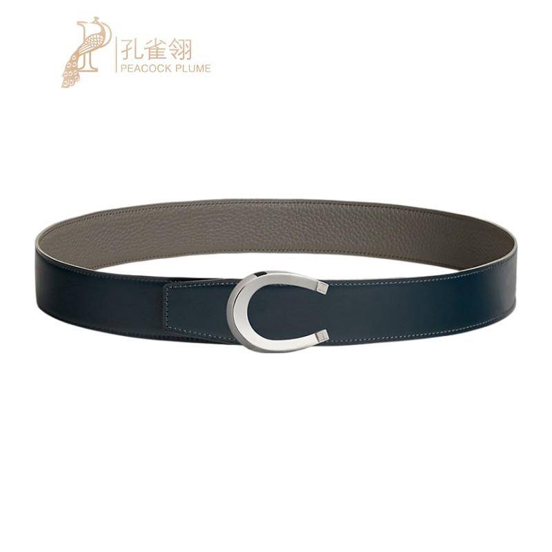 [There is a picture, the goods, the order consulting shop owner] The man's belt is plated with metal horseshoe iron buckle calfskin double -sided
