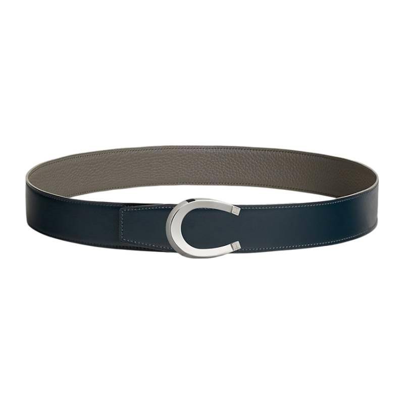 (Dingjin goods to pay 188)/men's belt, plating metal horseshoe iron buckle calfskin double -sided 35cm business