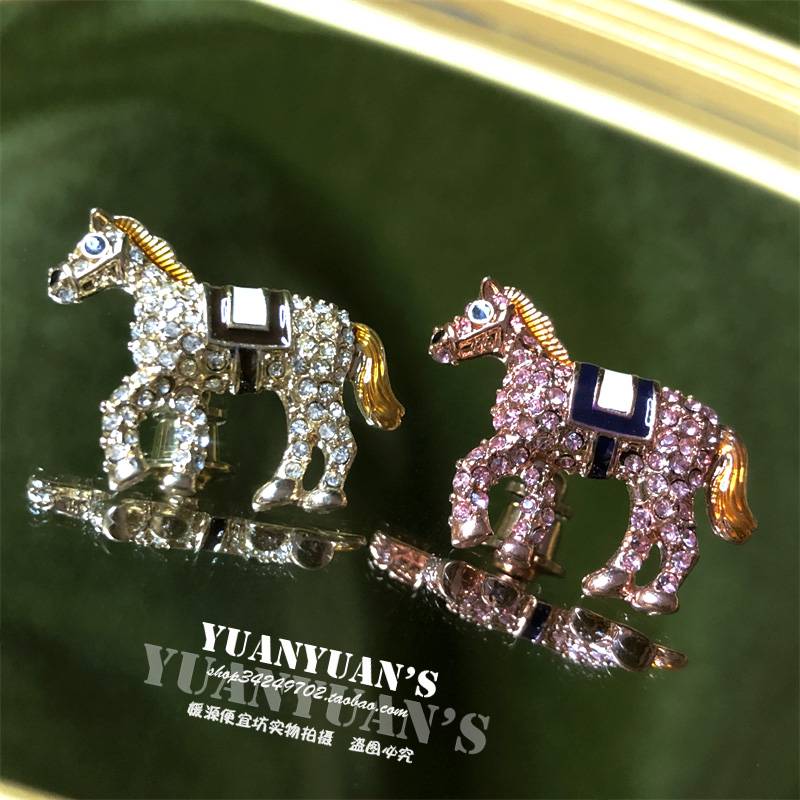 Korean vintage jewelry rose gold and silver full drill, horseshoe, horseshoe iron multi -purpose pendant brooch