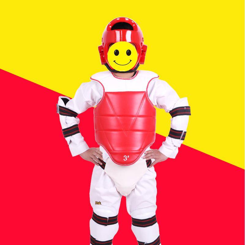 Spot martial arts taekwondo protective head protective chest and legs, legs and arm, five -piece set of fixed helmet children's fitness protective gear