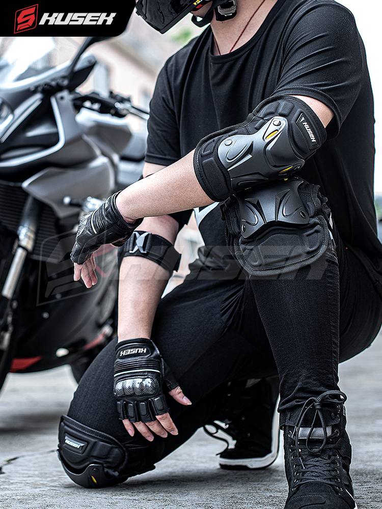 Motorcycle knee pads summer cycling gear anti -falling knee and elbow, four -piece set of autumn and winter wind -keeping warm riding equipment