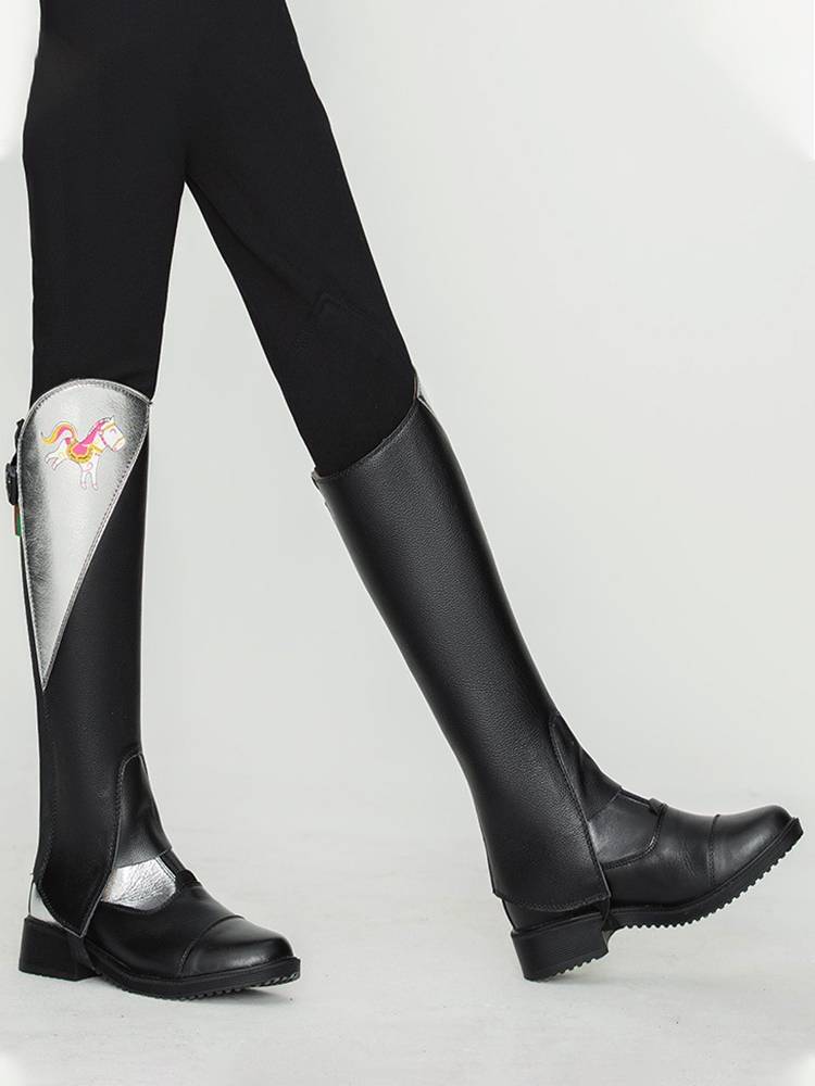 Children's cowhide equestrian leg protection girls riding color cartoon leg protection children Charpos Children's Equestrian Equipment