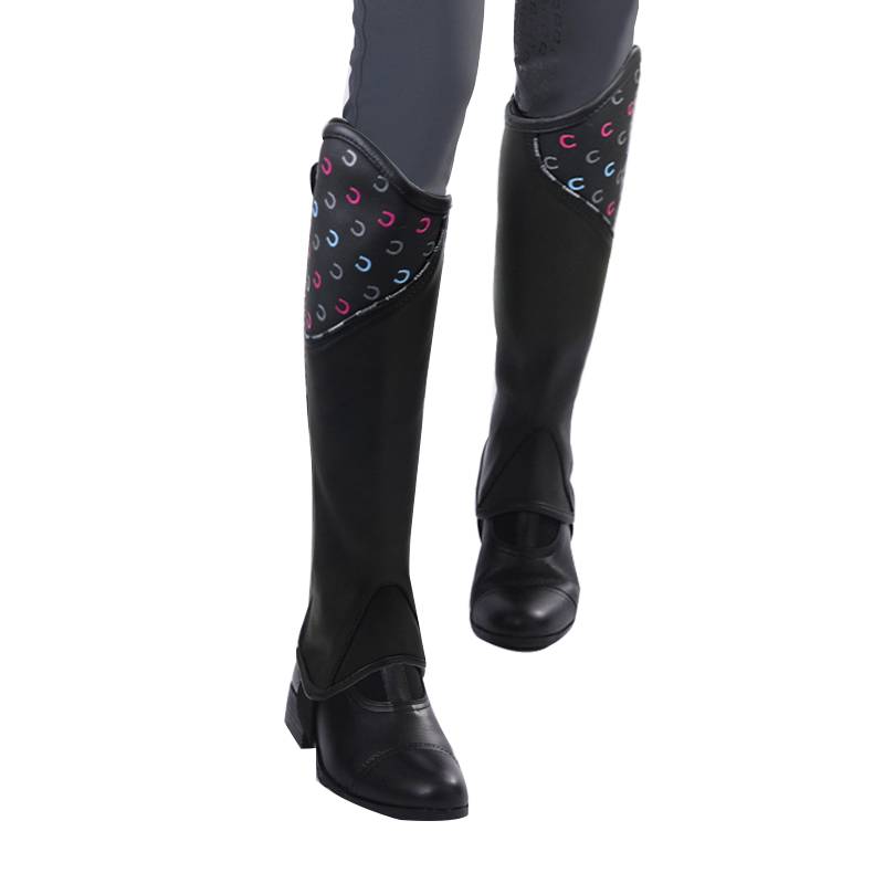 Specialized horse-riding equipment for child horse riders with silhouette hoove hooves for young horses