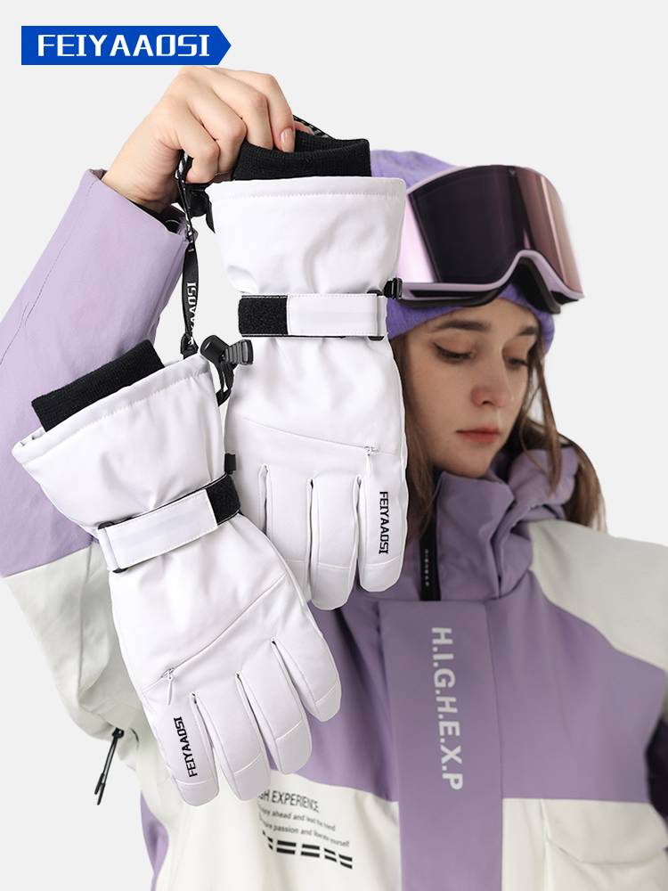 Ski gloves inside the wrist care women touch screen single double -board mountaineering professional Cafera five fingers men's winter waterproof and warm