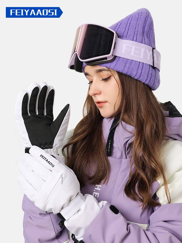 Ski gloves inside the wrist care women touch screen single double -board mountaineering professional Cafera five fingers men's winter waterproof and warm