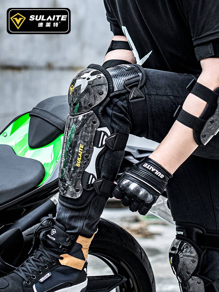Summer knee pads men's motorcycle carbon fiber elbow protective four -piece off -road locomotive riding equipment windproof windproof