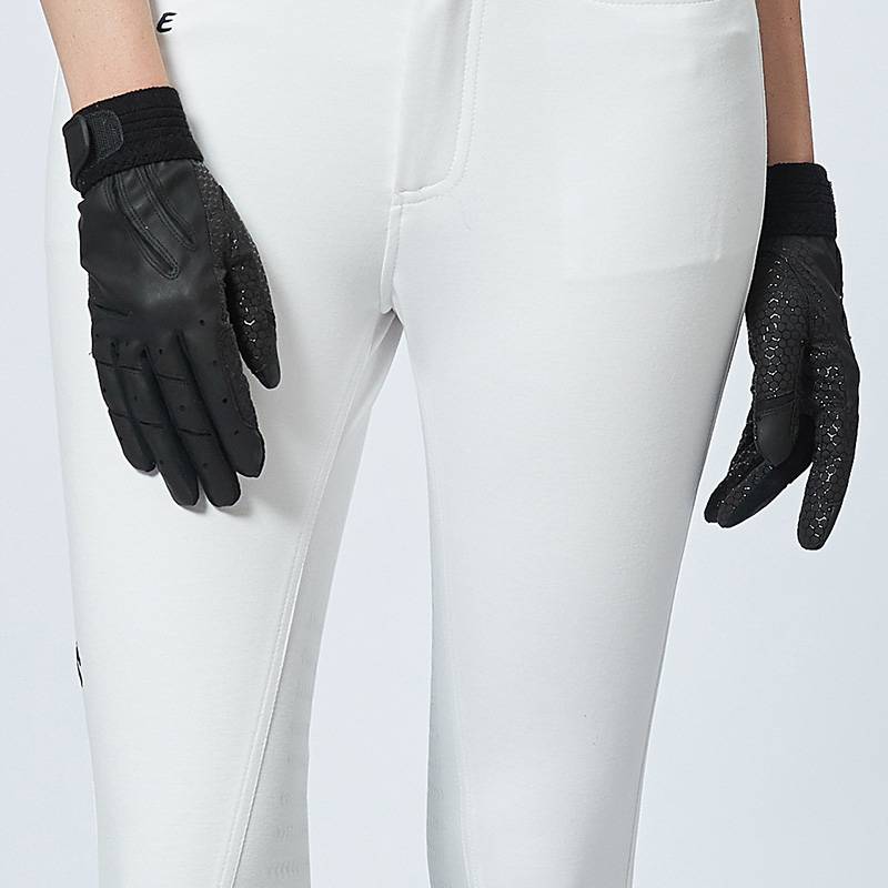 Professional equestrian glove solid color adult summer net cloth silicone air -breathable competition training non -slip knight gloves