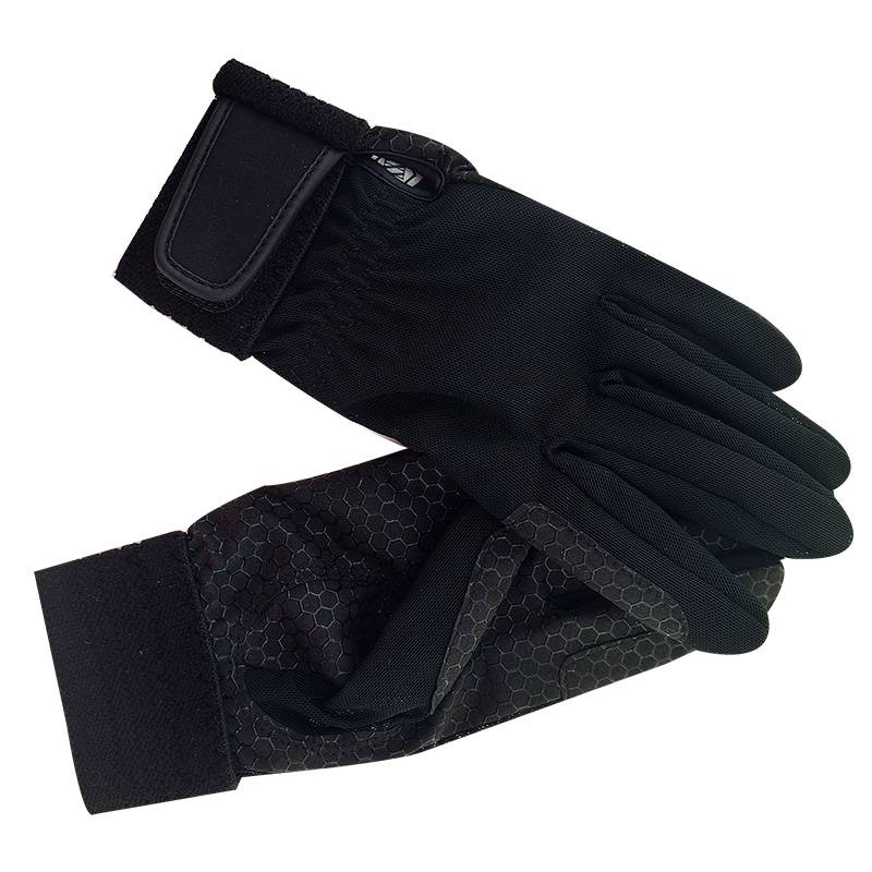 Professional equestrian glove solid color adult summer net cloth silicone air -breathable competition training non -slip knight gloves